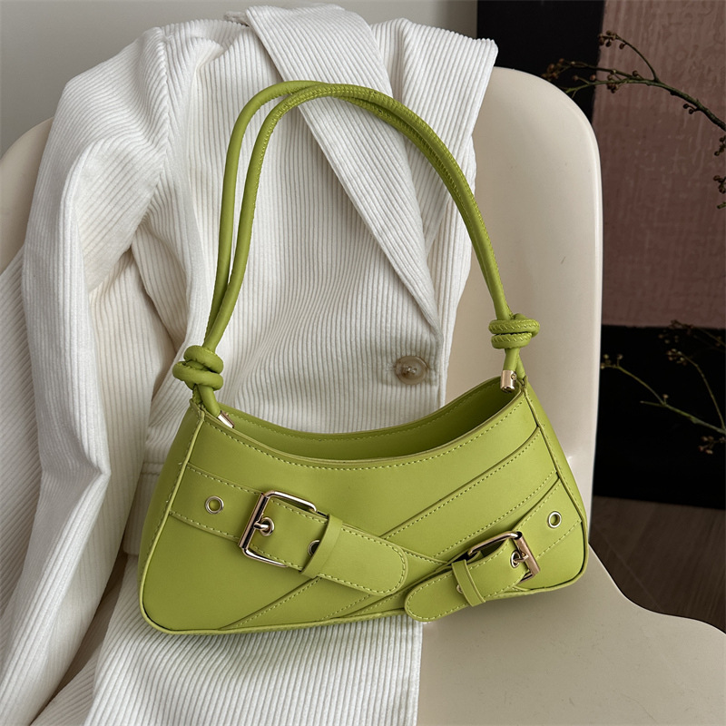 New retro women's bag, belt accessory, fashionable hot girl style motorcycle bag, 2025 popular single-shoulder armpit bag full figure