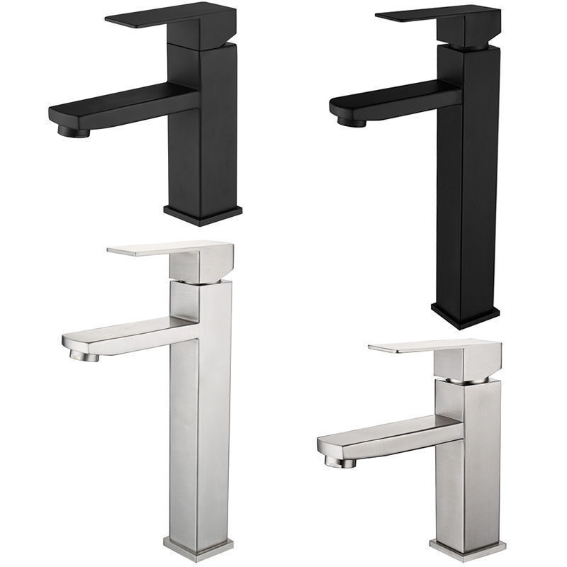 304 stainless steel black square basin hot and cold water faucet, household bathroom and bathroom cabinet faucet manufacturer wholesale details Picture
