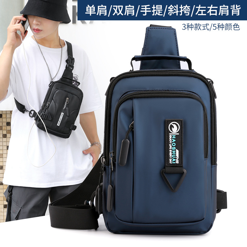 Factory direct sales of new casual men's chest bags, multi-functional outdoor single-shoulder crossbody bags, trendy waterproof chest bags for cross-border use details Picture