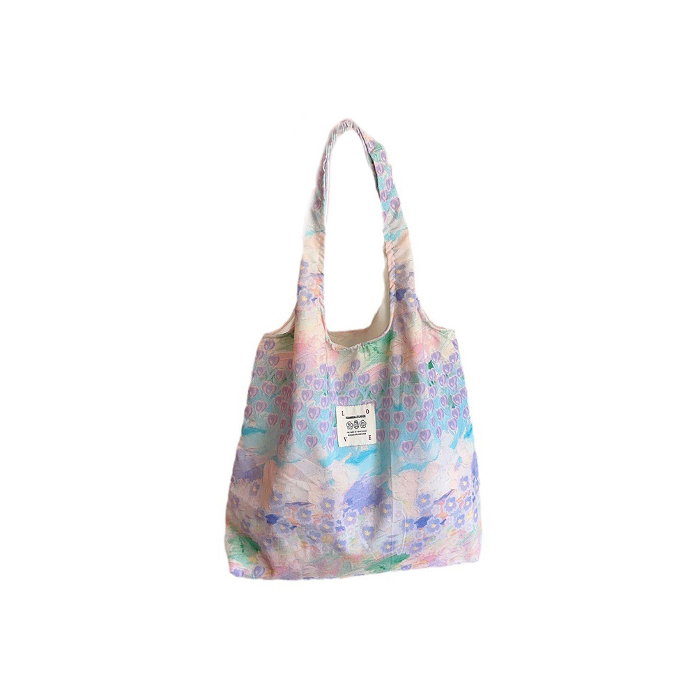 35204 Large capacity Bag, 2023 New style Pink flower sea Floral Print versatile shoulder bag, women's summer Tote bag Item Picture