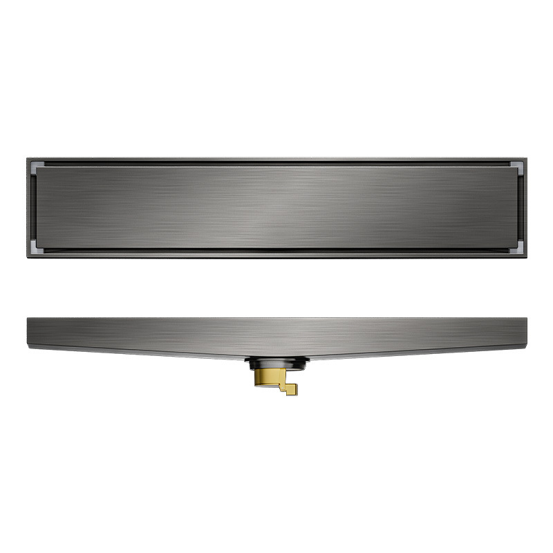 304 stainless steel electroplated gun, gray hidden floor drain with drainage slope, rectangular floor drain with invisible long strip, anti-odor Item Picture