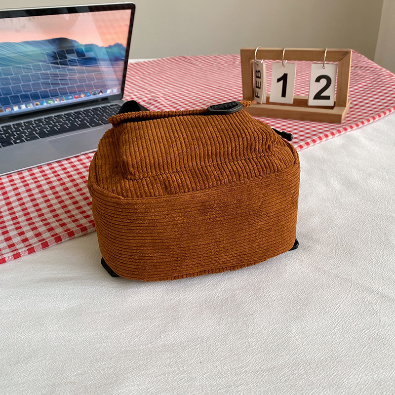Korean-style casual, versatile, simple and retro corduroy solid color Japanese children's backpack, student schoolbag, women's backpack Specification drawing