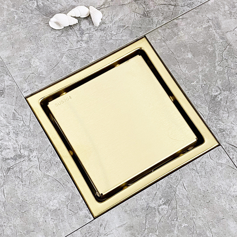 Cross-border gold and black 304 stainless steel invisible floor drain, anti-odor, bathroom, shower room, balcony, 110 square dual-purpose Application Scenario