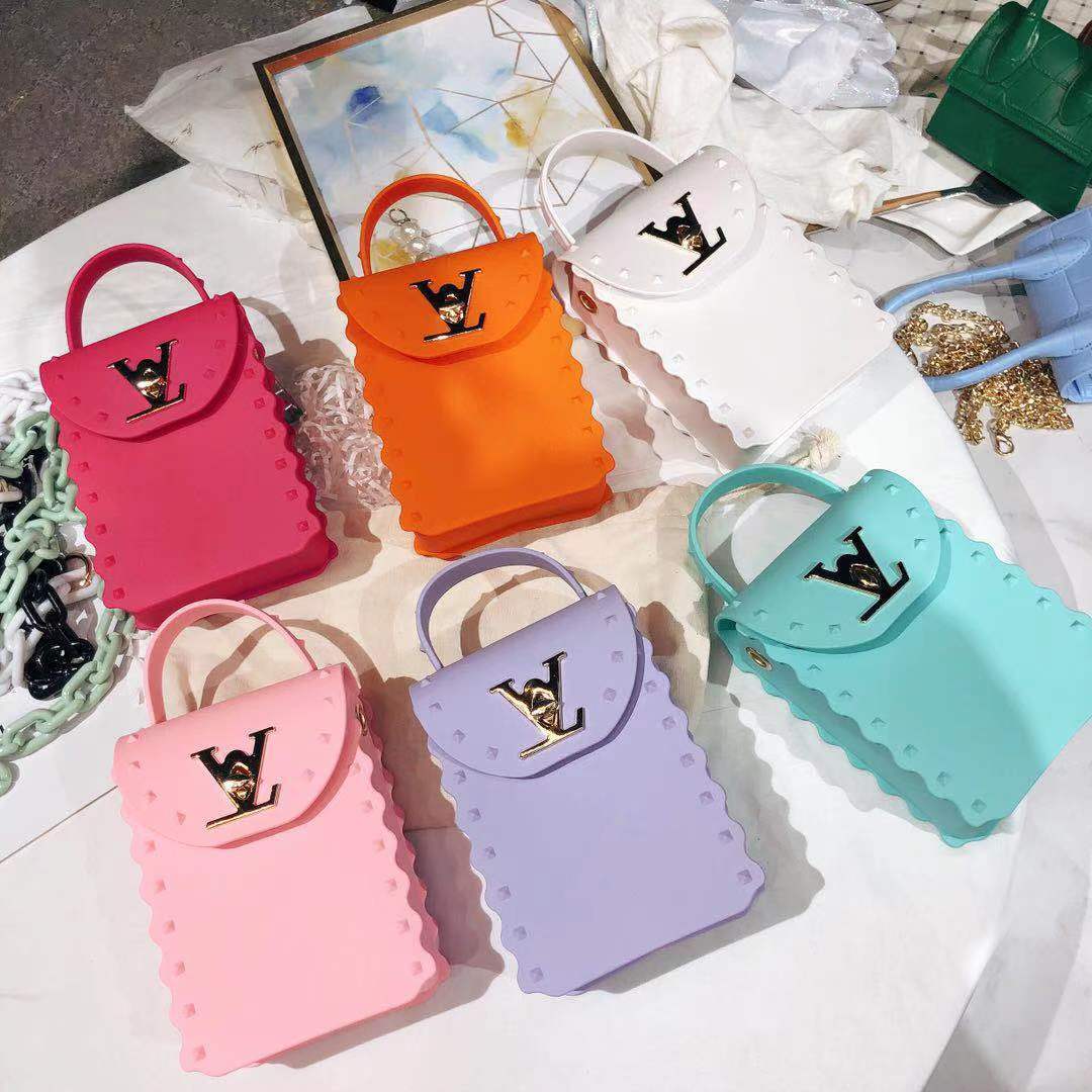 New products in 2025: jelly bag, pvc mobile phone bag, chain mini square bag, small bag, coin purse, single-shoulder crossbody bag details Picture