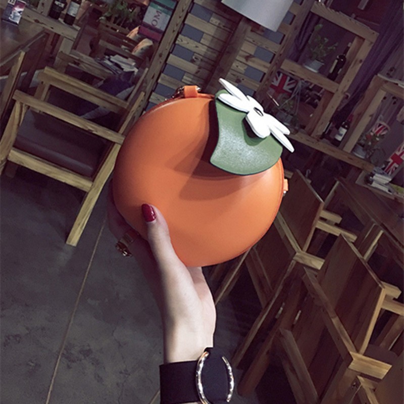 Cross-border bags Women's Trend 2024 New Style, personalized and creative, versatile single-shoulder crossbody chain Orange small round bag Specification drawing