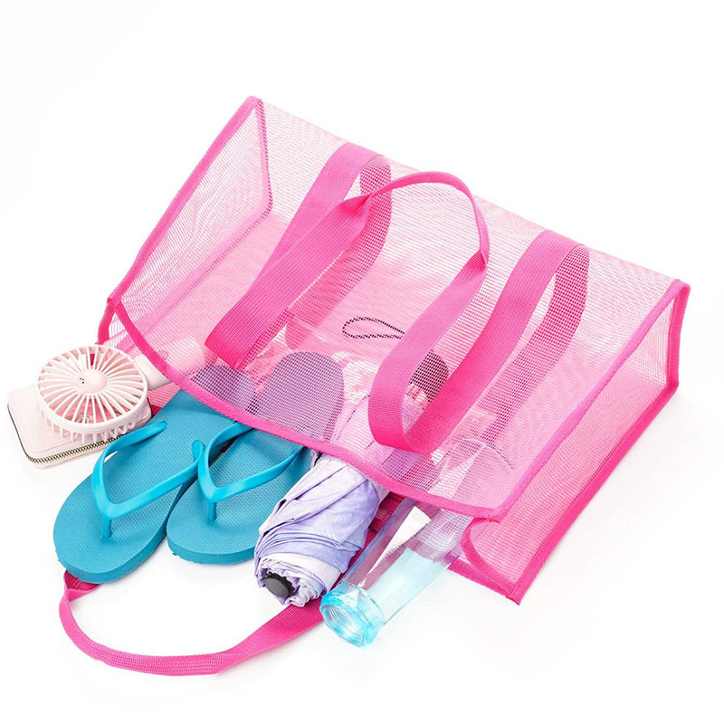 Cross-border swimming pool minimalist mesh beach bag, minimalist large-capacity swimming storage bag, long shopping beach bag details Picture
