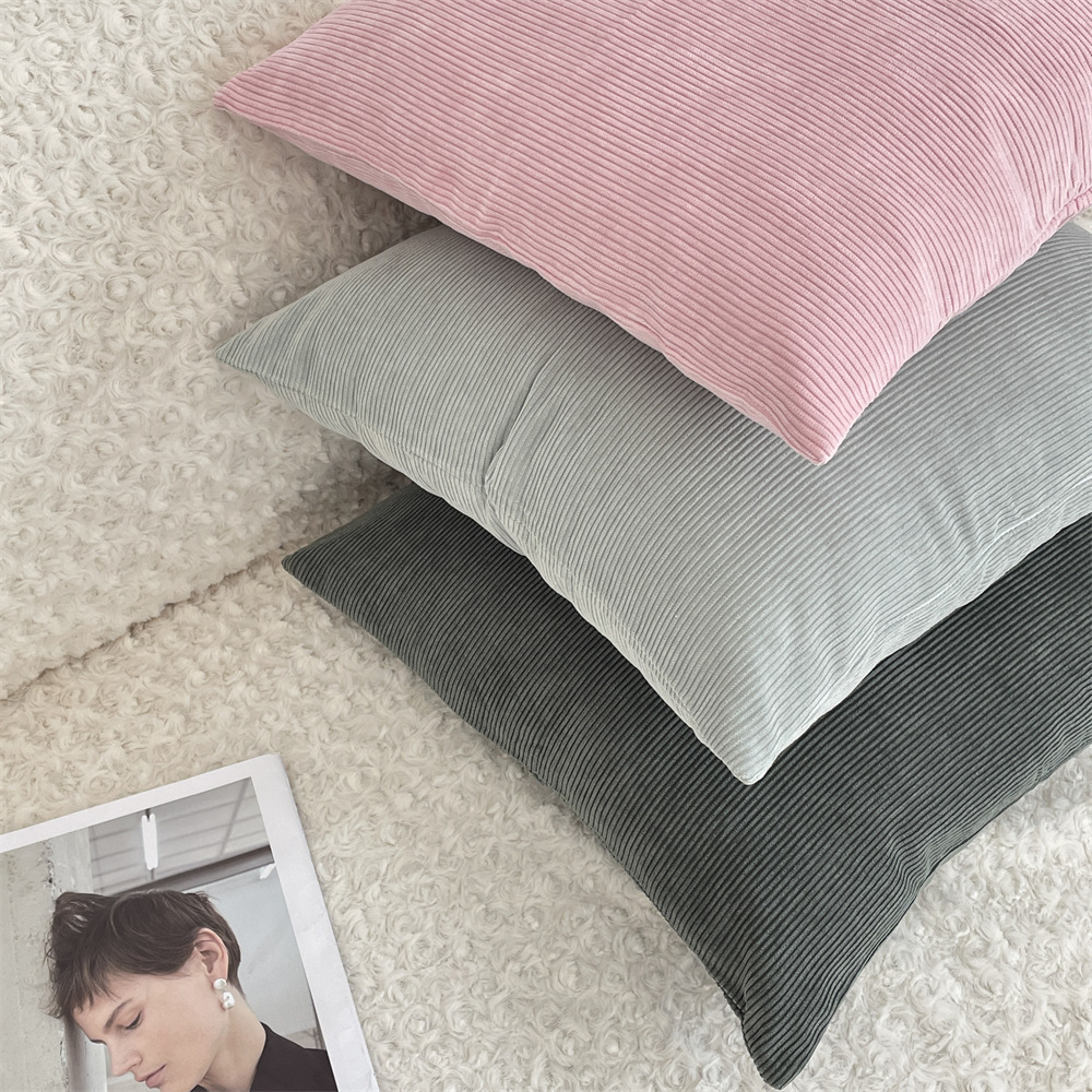 bj51191 corduroy pillowcase solid color pillow cover without core sofa pillowcase bedroom headboard pillow Application Scenario