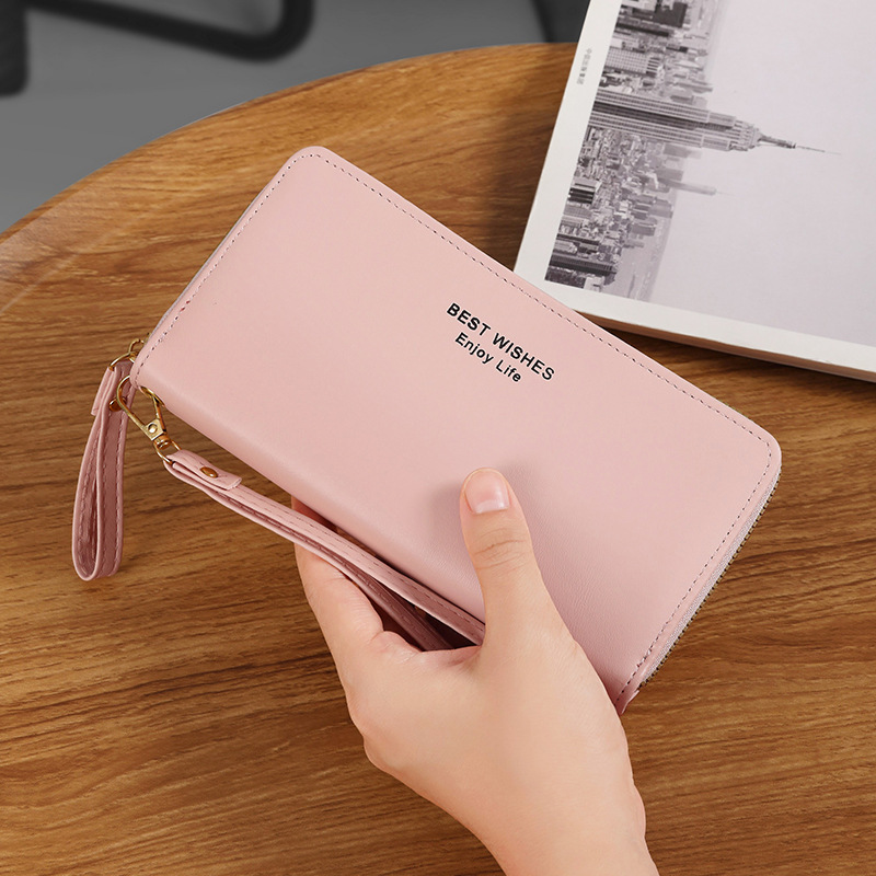 New type of wallet for women, long wallet, coin purse, 2023 summer solid color cross-border clutch purse, source manufacturer details Picture
