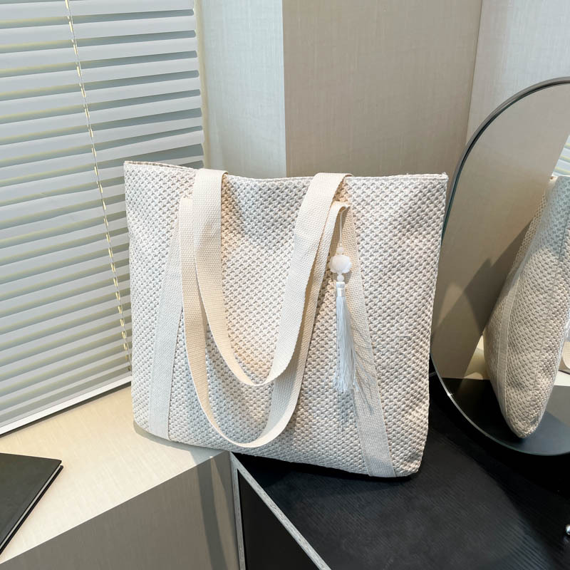 Women's beach bag, summer soft large woven single-shoulder bag, handbag, shopping, vacation and travel storage bag full figure