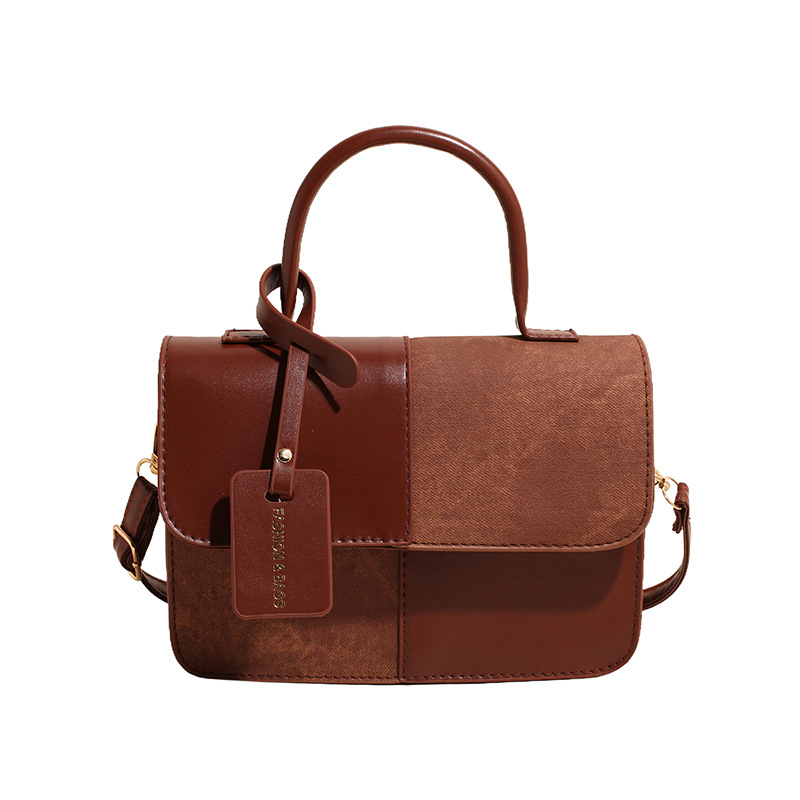 The new 2024 winter collection features a niche design with color-blocking and patchwork hand-held small square bag, a Korean-style fashionable, simple and retro single-shoulder bag Item Picture