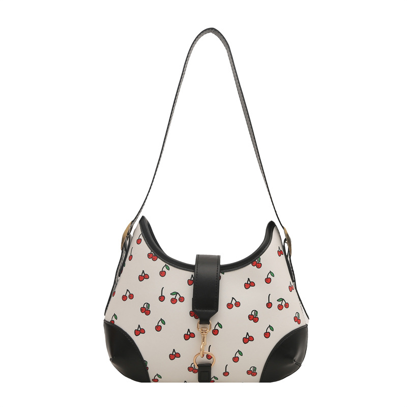 Simple and large-capacity crossbody bag for women 2025 new style, versatile strawberry print single-shoulder underarm bag, small square bag Item Picture