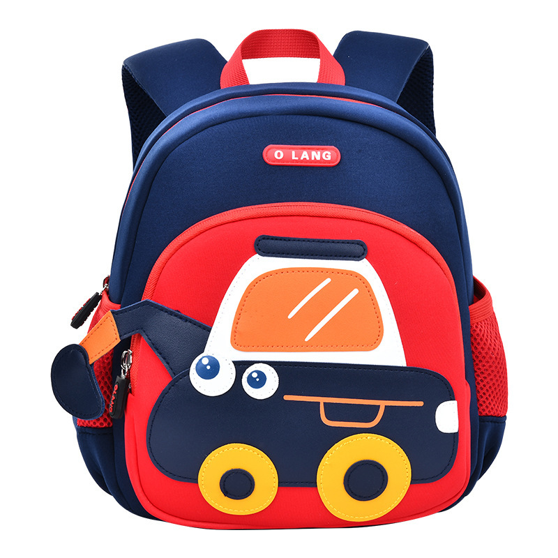 Cute excavator schoolbag, cartoon schoolbag, backpack, breathable and waterproof diving material, kindergarten schoolbag Item Picture