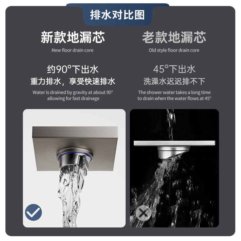 Thickened 304 stainless steel floor drain, cross-border invisible floor drain, brick-inlaid hidden anti-odor bathroom floor drain, hotel Specification drawing