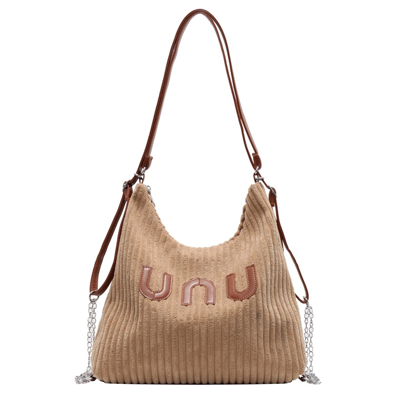 High-quality commuting large-capacity women's 2024 new winter corduroy backpack, casual single-shoulder bag, tote bag Item Picture