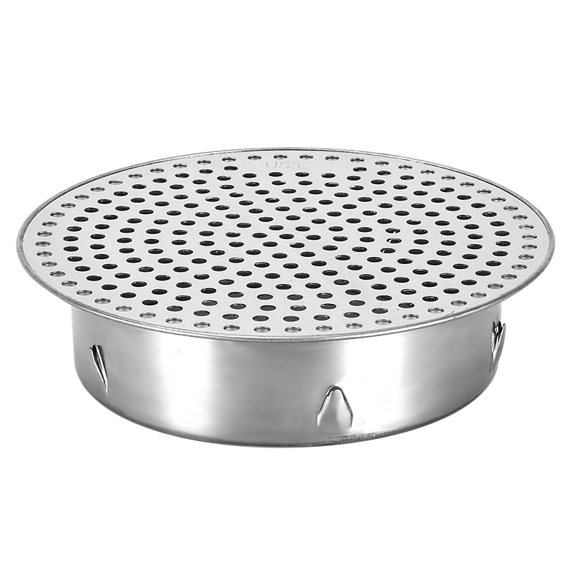 Stainless steel circular fine-hole floor drain cover, balcony anti-hair drainage outlet filter screen cover, fish pond ventilation cap inserted inside Item Picture