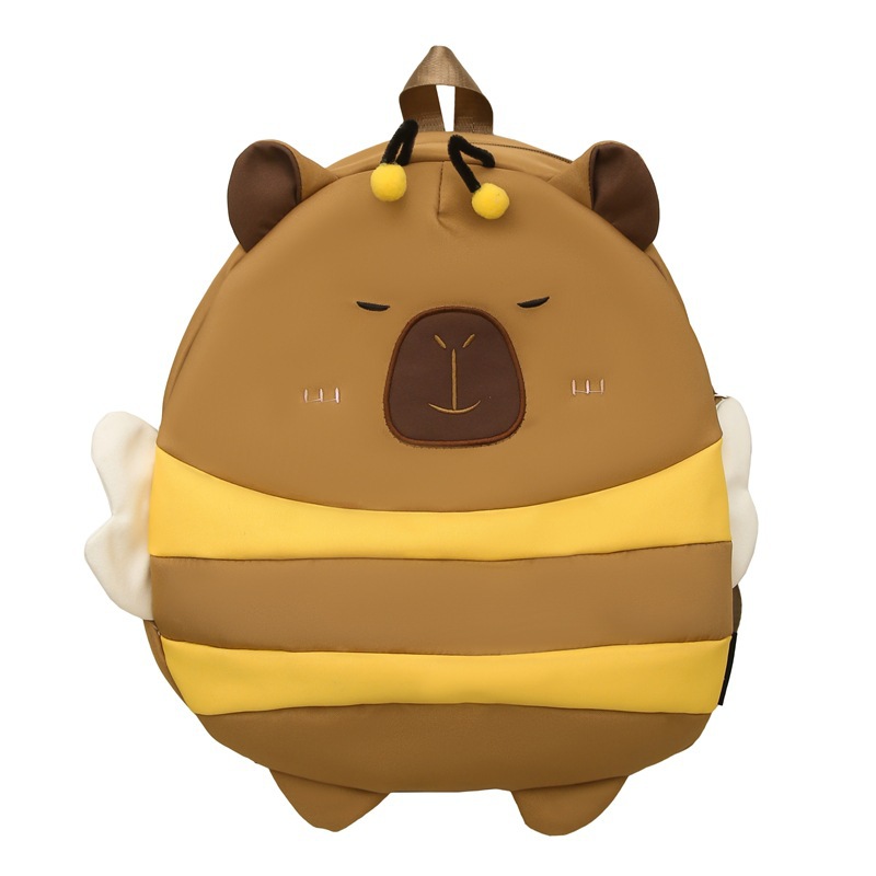 Cute little bee Capibara schoolbag, girl's soft-hearted daily backpack, cartoon water guinea pig student backpack Item Picture