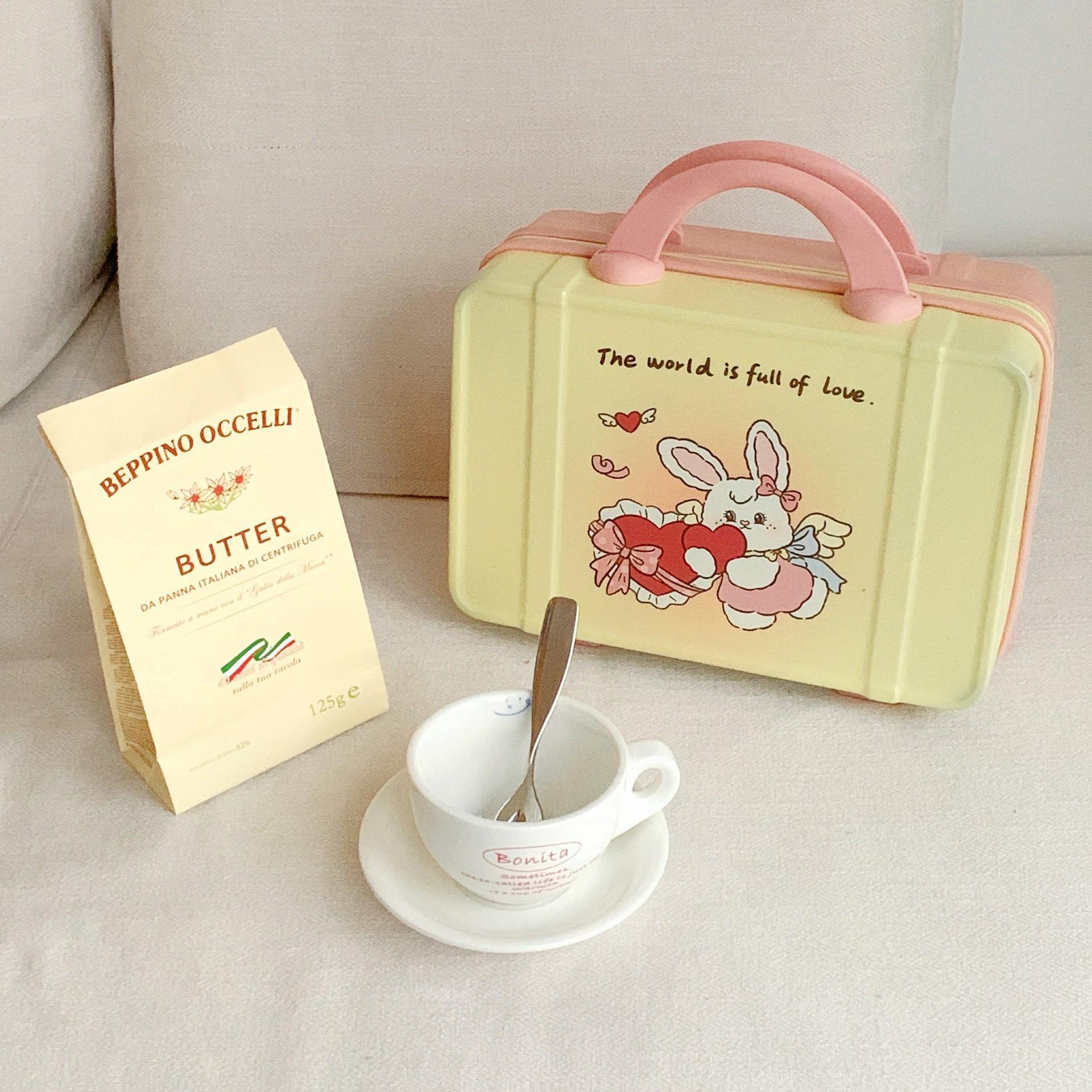 Original InS-style cute cartoon hand-held makeup box, portable large-capacity makeup bag and skin care product storage box Item Picture