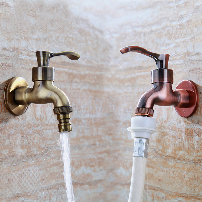 Cross-border antique zinc alloy antique faucet, wall-mounted single-cooling quick-opening small faucet, mop sink, washing machine faucet full figure