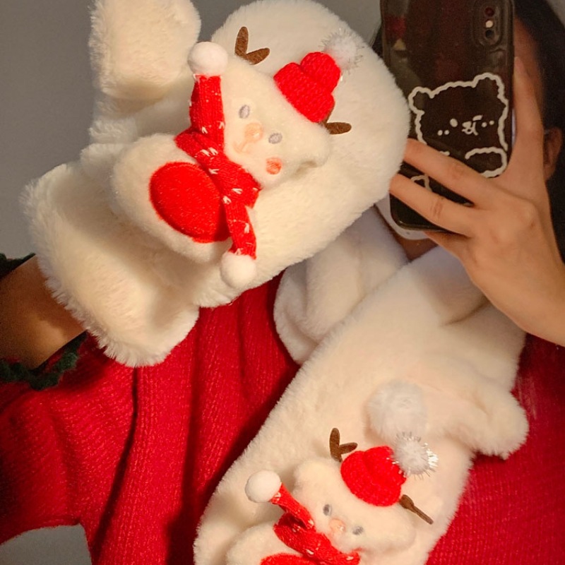 Cute Christmas snowman scarf, winter warm and fluffy scarf, cycling windproof neck warm and cold-proof neck cover Specification drawing