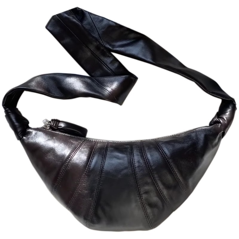 Leather croissants for women 2025 new style top layer sheepskin niche waist bag, single-shoulder crossbody bag, croissant bag, dumpling bag Item Picture