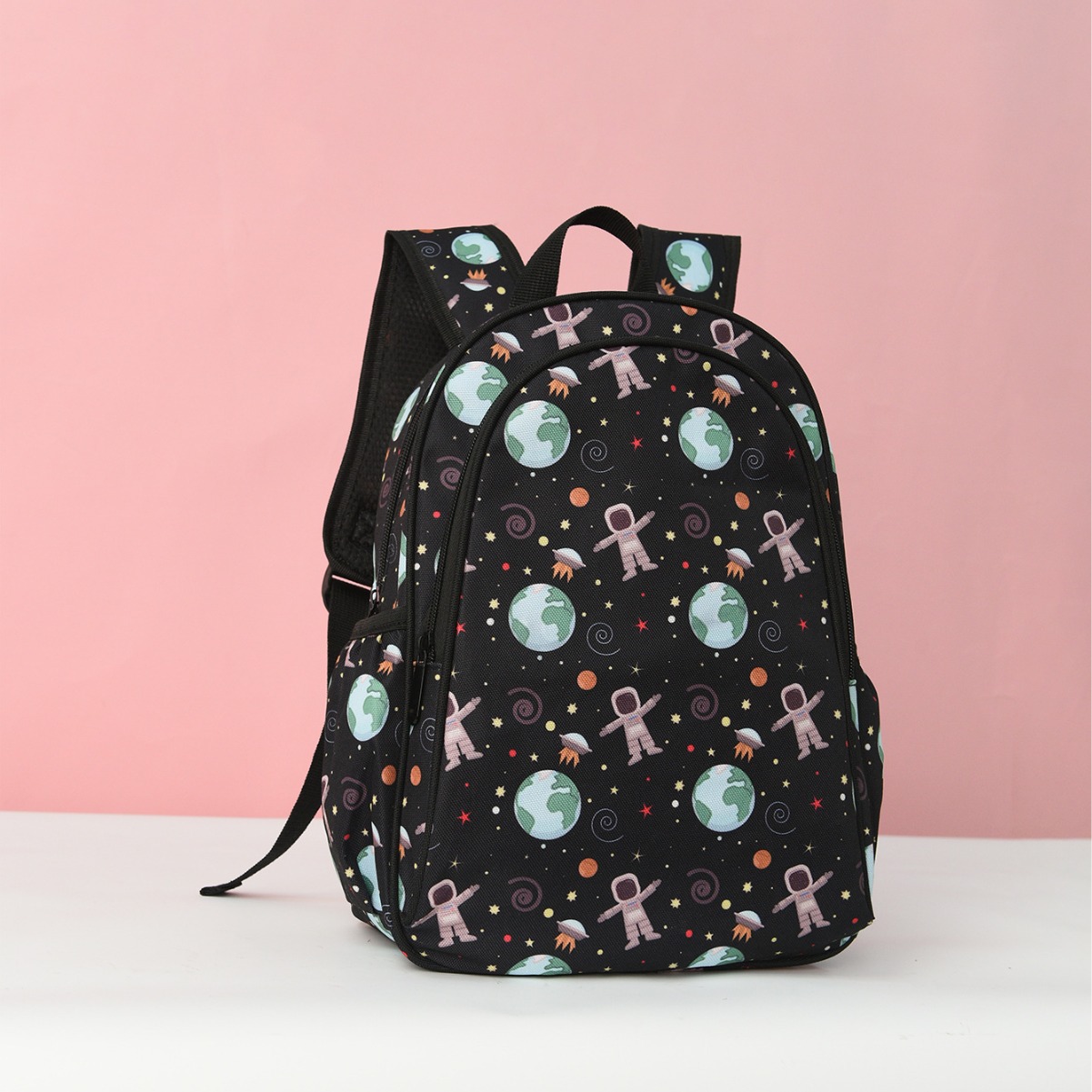 Cross-border zipper cute backpack, simple cartoon print, large-capacity schoolbag and backpack Specification drawing