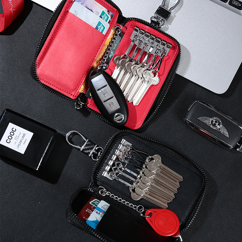 A best-selling multi-functional men's key case for foreign trade, featuring keys, keychains, waist hooks, and a large-capacity business carbon fiber key case Specification drawing