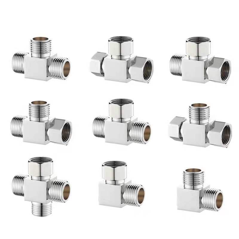 The four-part copper union three-way water distributor, water heater, pipe material, faucet, internal thread and external thread diversion square body is direct Item Picture