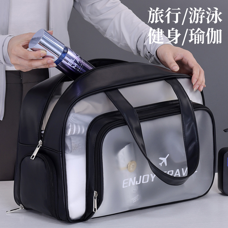 Double-layer swimming storage bag, travel dry and wet separation special waterproof beach bag, large-capacity seaside equipment swimsuit bag Specification drawing