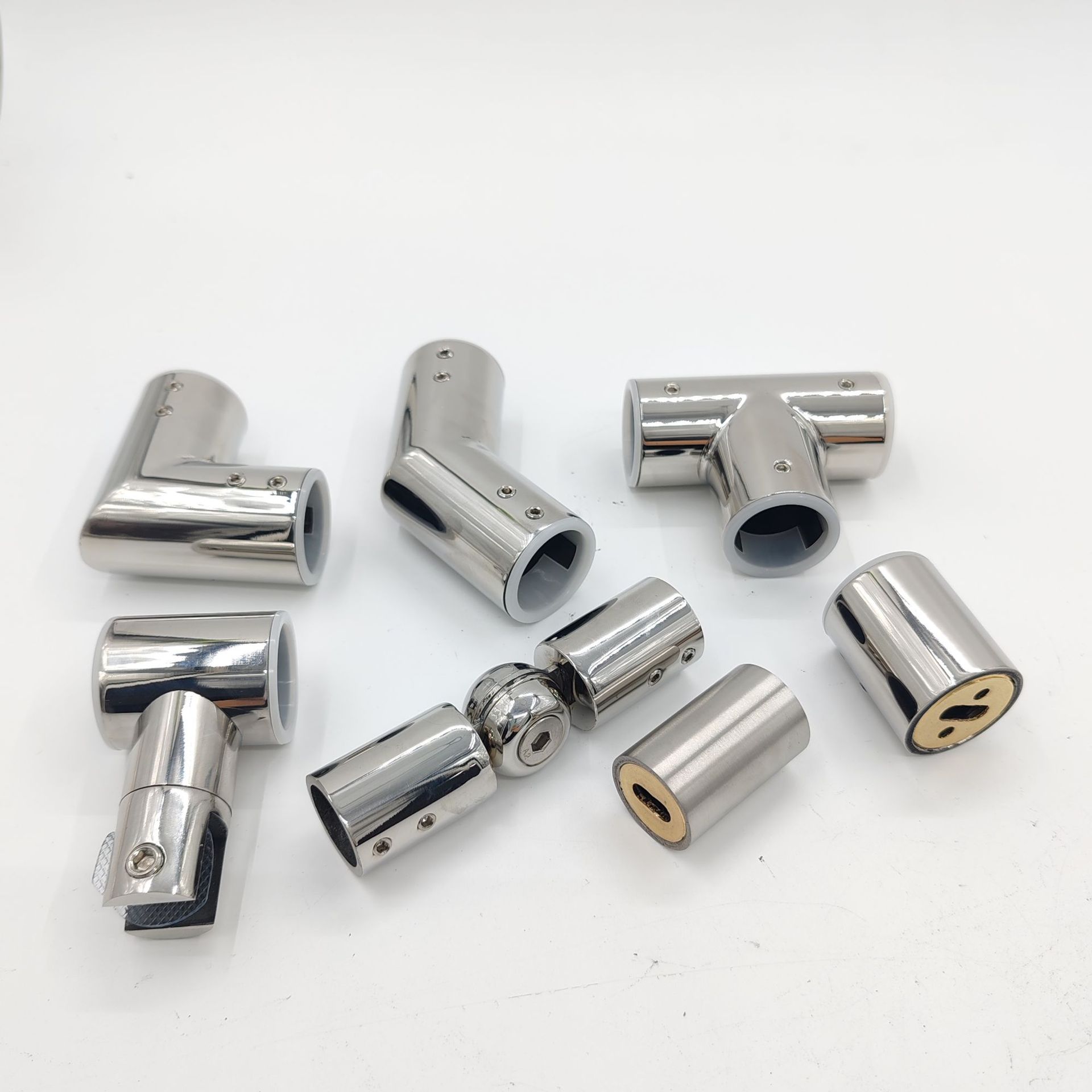 Stainless steel pipe connectors, shower room connectors, bathroom glass fixing rods, hardware accessories, round pipe connectors details Picture