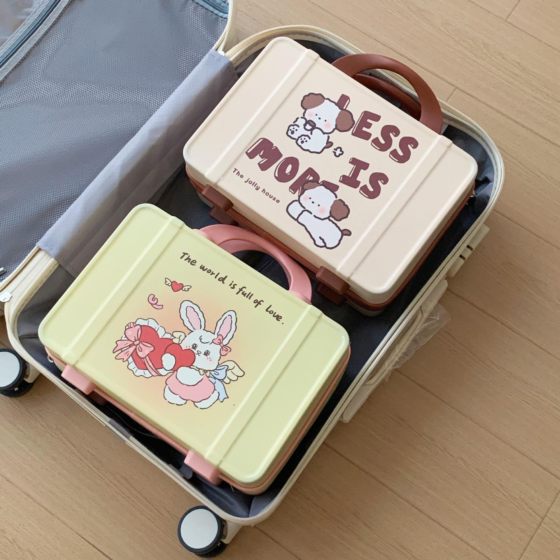 Original InS-style cute cartoon hand-held makeup box, portable large-capacity makeup bag and skin care product storage box full figure