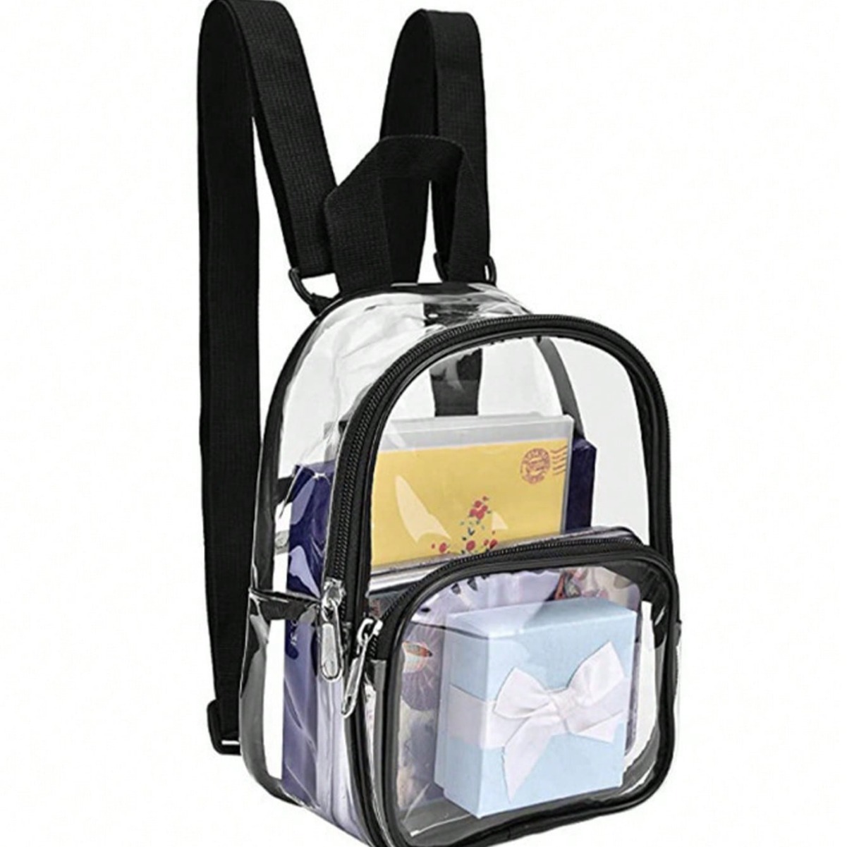 Mini PVC transparent schoolbag, waterproof mini transparent bag for outdoor European and American sports fields, backpack for travel storage Application Scenario