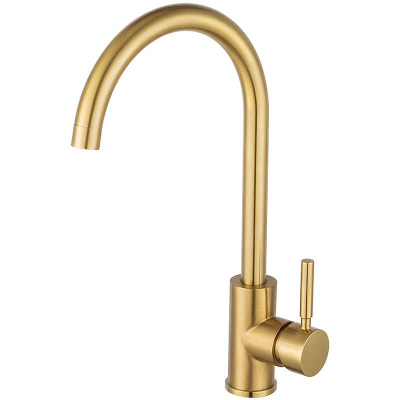 Stainless steel gold kitchen faucet with brushed gold face, washbasin, sink and countertop, mixed kitchen cold and hot water faucet Item Picture