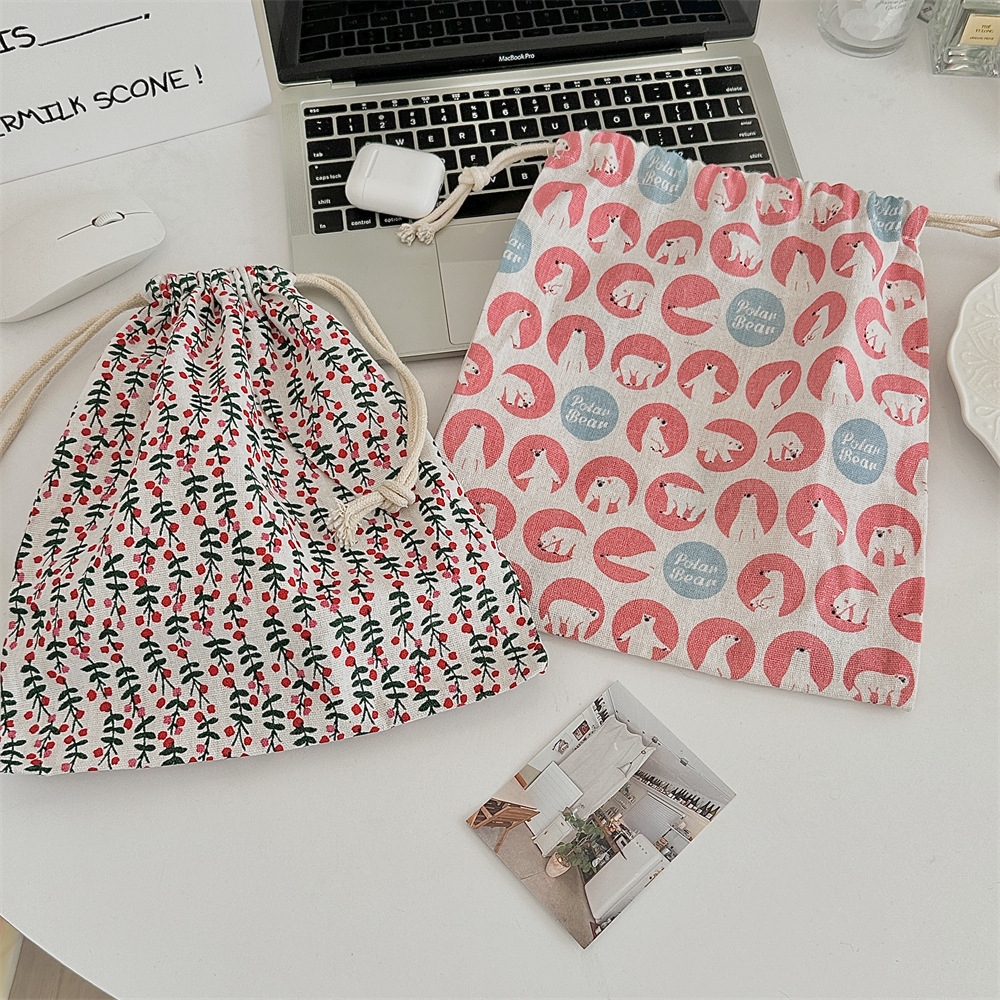 N259 cotton bag, cartoon multi-color drawstring pocket, gift candy packaging, portable sundries storage, lipstick, coin purse full figure