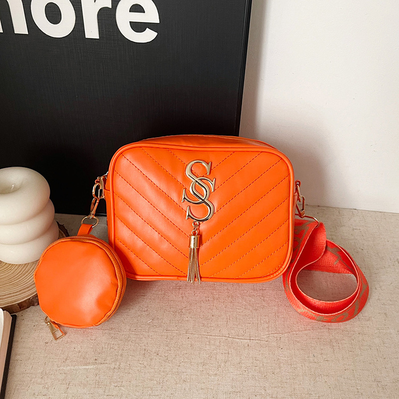 Stylish Korean-style wide shoulder strap single-shoulder bag for women, Spring 2025, niche design camera bag, ins crossbody bag, small square bag full figure