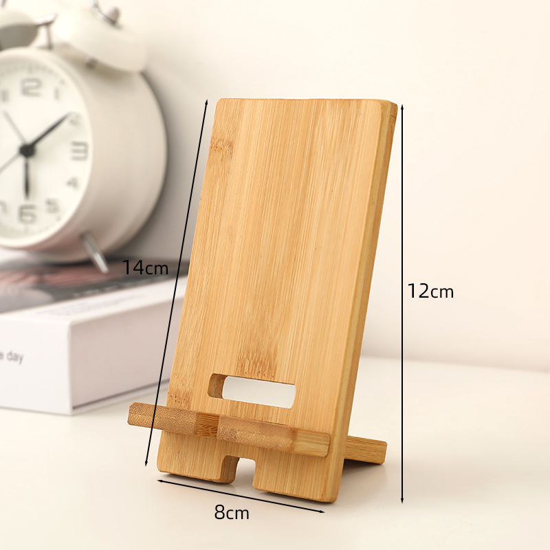 Bamboo mobile phone stand, bamboo base, mobile phone charging stand, multi-functional stand for mobile phone and tablet, printed LOGO details Picture
