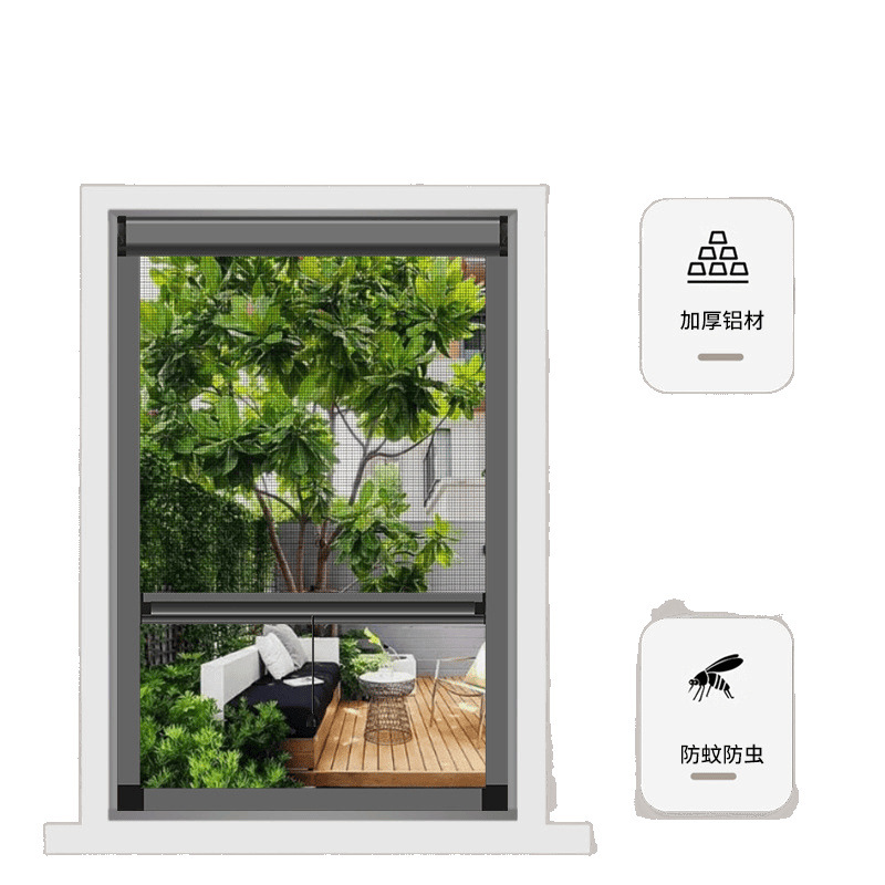 Mosquito-proof sliding diamond mesh invisible screen window, breathable and light-transmitting, thickened aluminum alloy, nail-free installation, drum lifting factory Item Picture