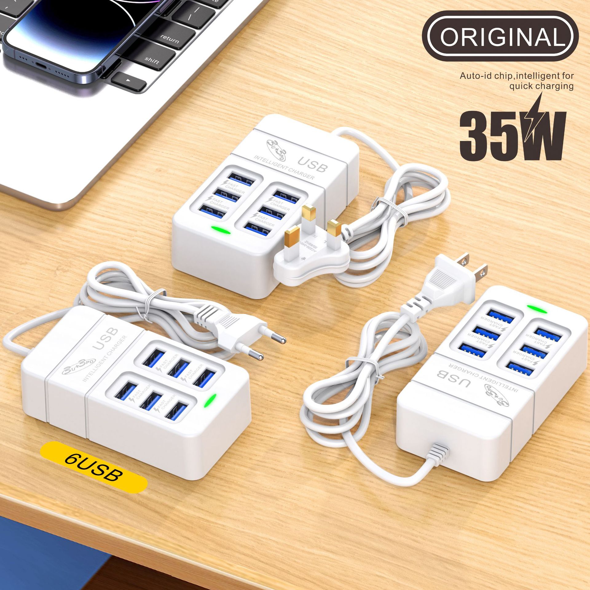 The new 6usb mobile phone charger, power strip, 3pd multi-port type-c socket, fast charging, extension cable and charger head are all compatible Application Scenario