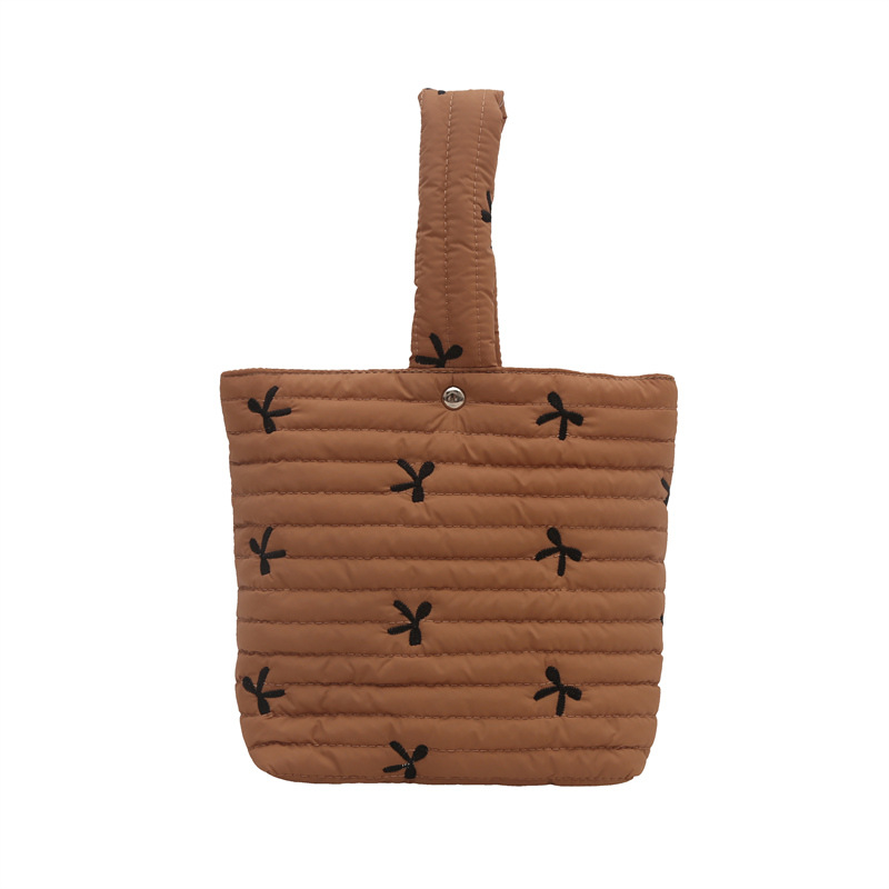 Embroidered butterfly cotton jacket bag for women 2024 New lightweight and versatile handbag, embroidered thread bucket bag Item Picture