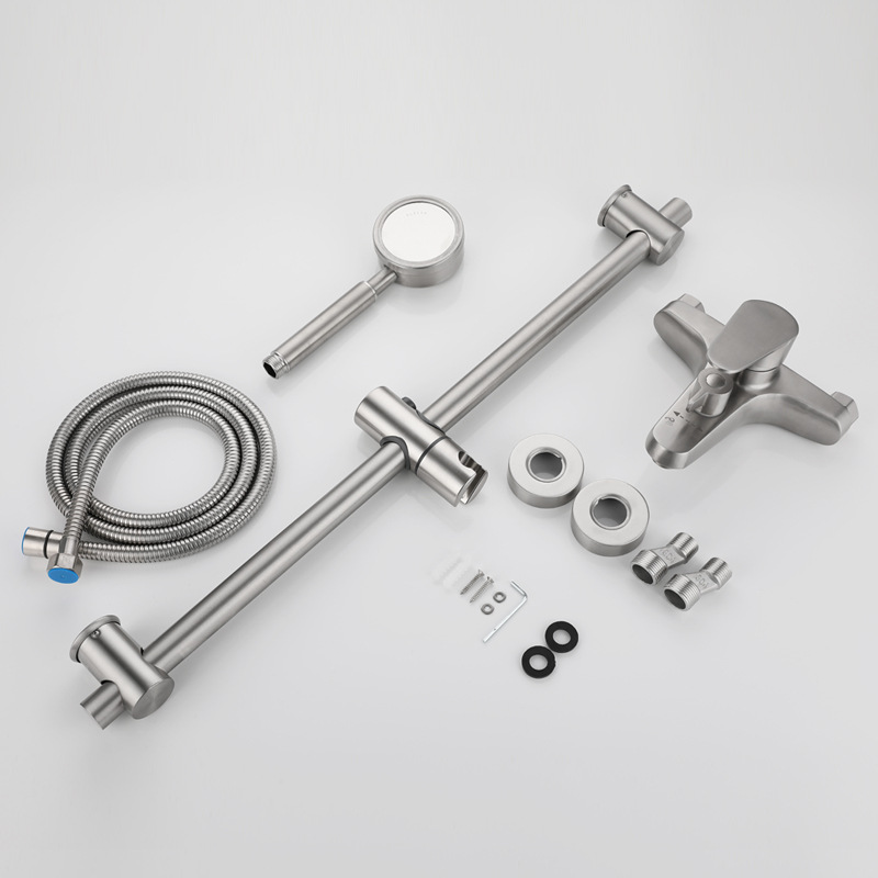 Factory wholesale 304 stainless steel bathtub, three-in-one simple shower head set, cold and hot household mixing valve, shower faucet details Picture