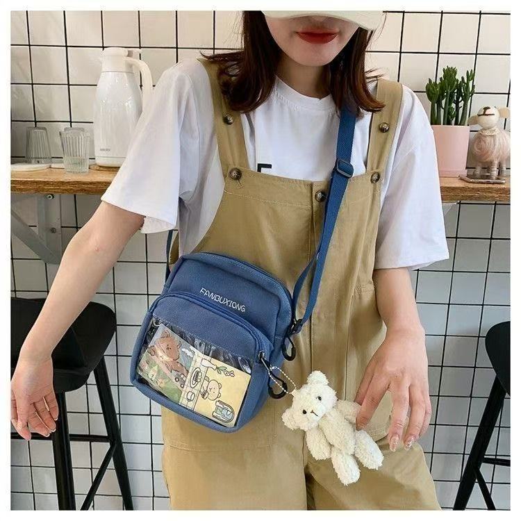 Cute and versatile little pain bag, new cross-border style Harajuku style soft girl crossbody bag, fashionable and versatile canvas bag for travel details Picture