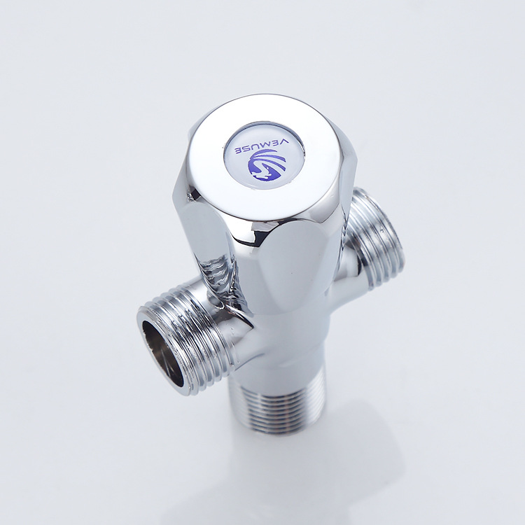 Copper double outlet triangle valve, one inlet two outlets three-way cold and hot water triangle valve, figure-eight stop Angle valve manufacturer wholesale Application Scenario
