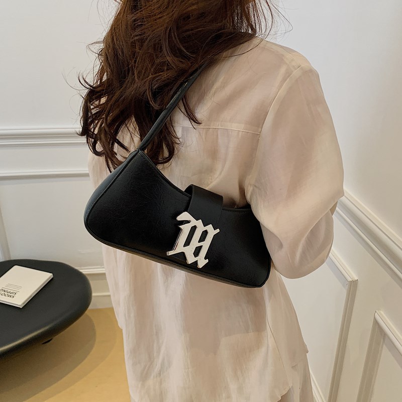 Cross-border fashion underarm bag, women's single-shoulder bag, Spring 2025 new style bag, texture and trendy baguette bag Specification drawing