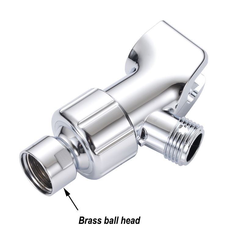 Copper ball head American-style water distributor, bathroom shower arm adapter, arm frame bracket, wall base, shower head, three-way socket Item Picture