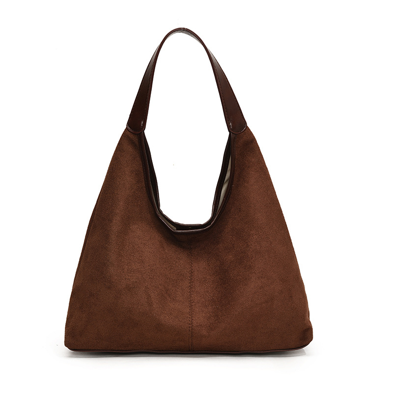 The popular leather fleece large-capacity tote bag for women's 2024 autumn and winter, a simple single-shoulder bag for commuting and a fashionable bucket bag Item Picture