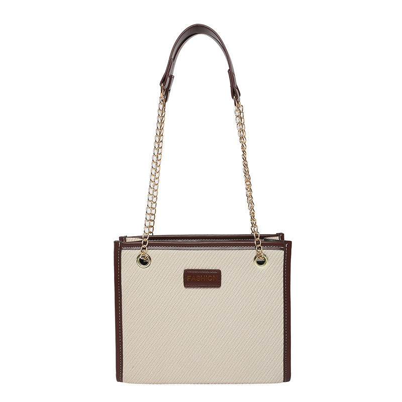Large-capacity hand-held women's bag 2025 new style trendy color-blocking tote bag, daily commuting single-shoulder crossbody bag for work Item Picture