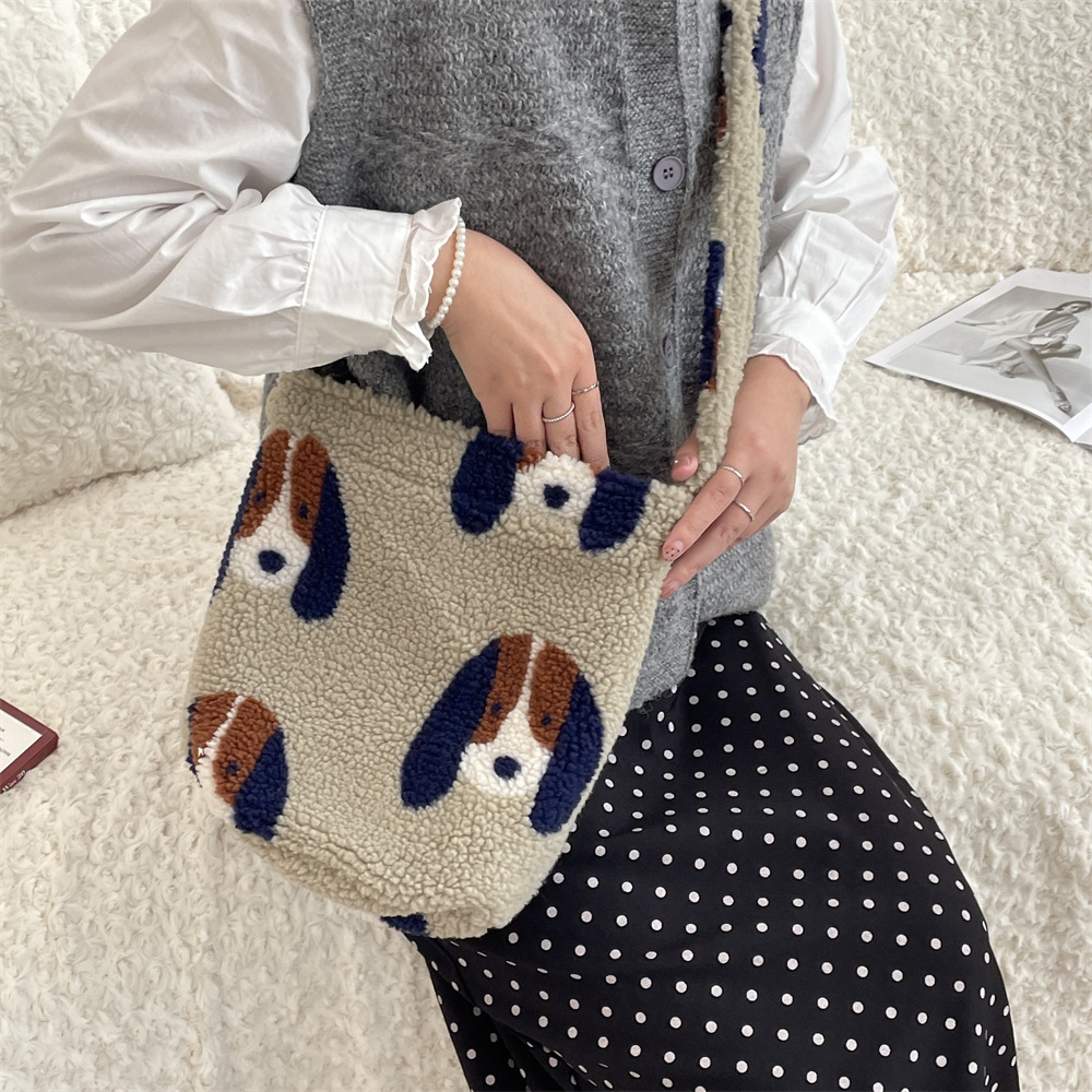 410241 Colorful polka dot plush bag, lambskin bucket bag, large-capacity shopping bag, single-shoulder crossbody armpit bag details Picture
