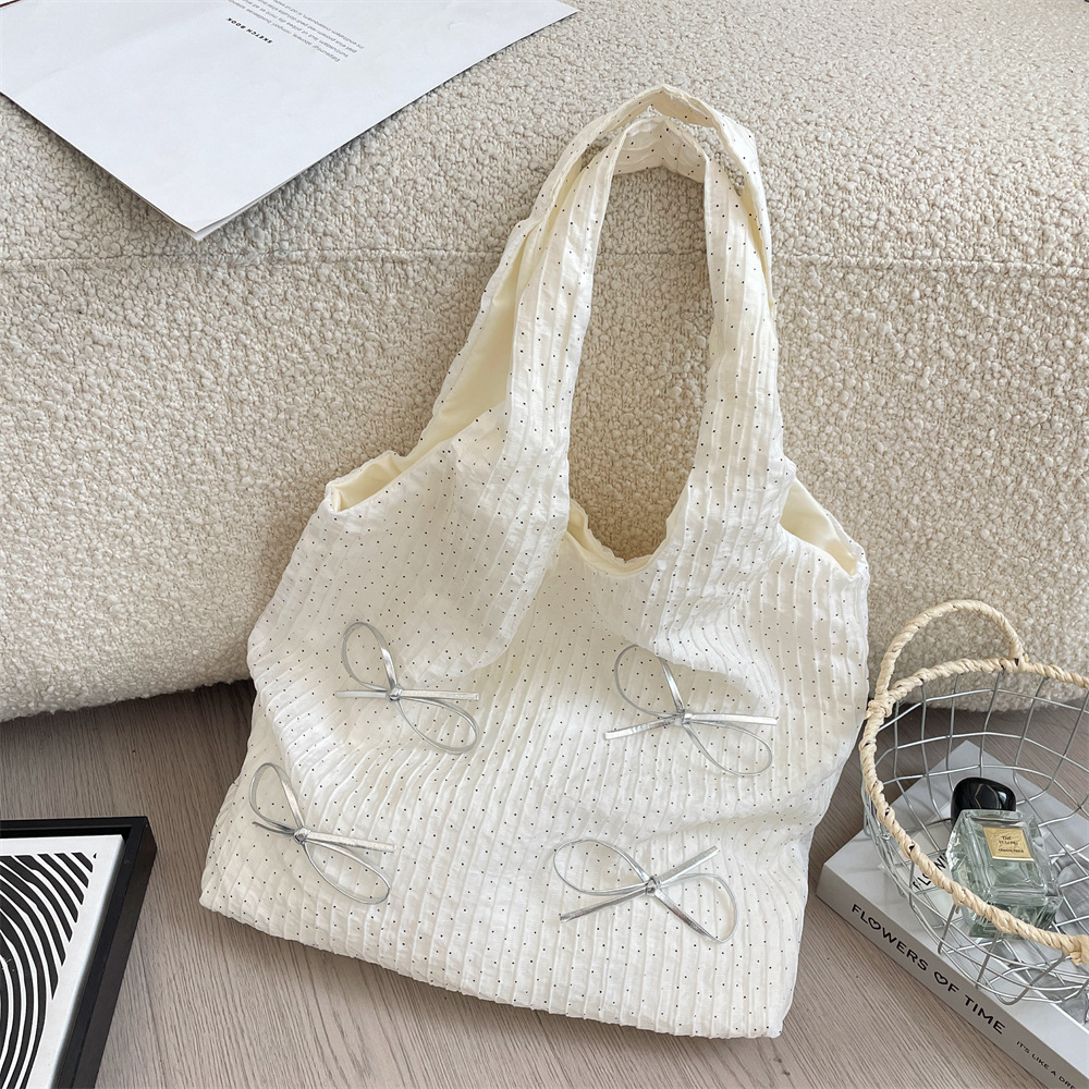 4711 High appearance level polka dot bow, gentle single-shoulder underarm bag, laid-back style handbag, large capacity vest bag Specification drawing