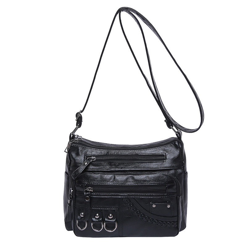 The new 2025 cross-border fashion large-capacity crossbody bag, a simple and multi-layered soft leather-like single-shoulder bag in Korean style Item Picture