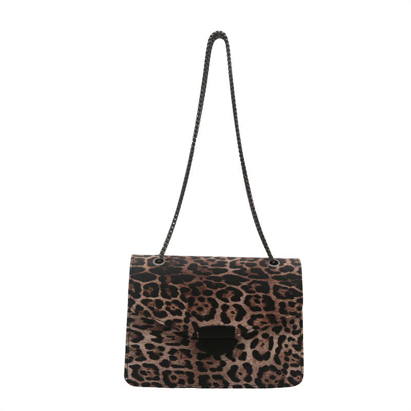 The 2025 new style of fashionable, trendy, textured and shaped small square bag, European and American retro leopard print single-shoulder bag, chain crossbody bag is in vogue Item Picture