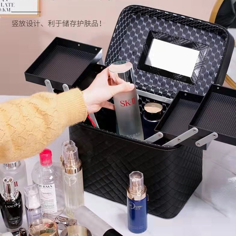 Wholesale of portable makeup bags, large-capacity travel makeup boxes, multi-functional hand-held multi-layer desktop cosmetics storage boxes Specification drawing